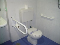 Inodoro con barras auxiliares