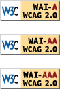 Logos de accesibilidad web WAI A, WAI AA y WAI AAA
